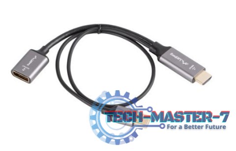 Adapter HDMI(M)-Displayport(F)4K na kablu 20cm srebrny Adapter HDMI(M)-Displayport(F)4K na kablu 20cm srebrny