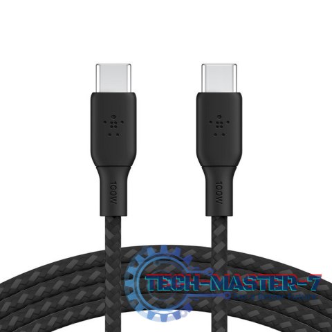 Kabel w oplocie USB-C do USB-C 100W 2m czarny Kabel w oplocie USB-C do USB-C 100W 2m czarny