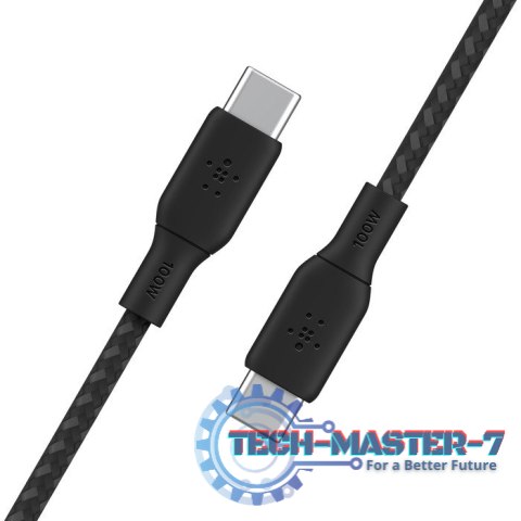 Kabel w oplocie USB-C do USB-C 100W 2m czarny Kabel w oplocie USB-C do USB-C 100W 2m czarny
