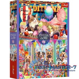 Puzzle 2x500 elementów Puszyści przyjaciele kotki pieski