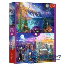 Puzzle 2x500 elementów Wycieczka po Ameryce