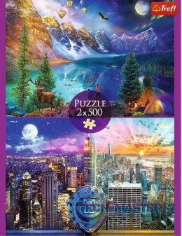 Puzzle 2x500 elementów Wycieczka po Ameryce