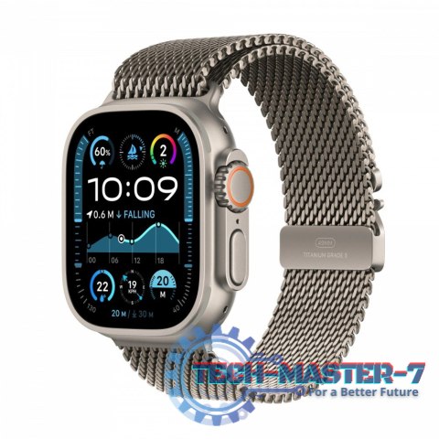 Watch Ultra 2 GPS + Cellular, koperta 49 mm z tytanu w kolorze naturalnym z bransoletą mediolańską M z tytanu w kolorze naturaln