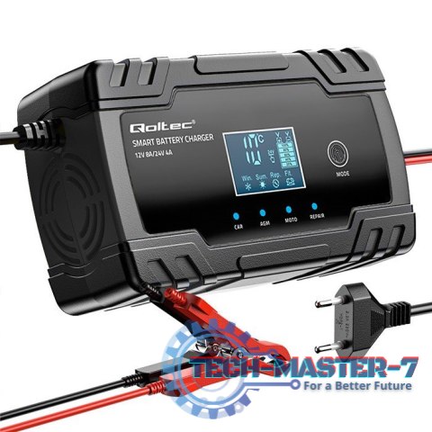 Inteligentna mikroprocesorowa ładowarka 12V 8A | 24V 4A |Prostownik z funkcją naprawy do akumulatora AGM GEL | LCD Inteligentna mikroprocesorowa ładowarka 12V 8A | 24V 4A |Prostownik z funkcją naprawy do akumulatora AGM GEL | LCD