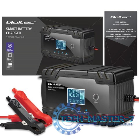 Inteligentna mikroprocesorowa ładowarka 12V 8A | 24V 4A |Prostownik z funkcją naprawy do akumulatora AGM GEL | LCD Inteligentna mikroprocesorowa ładowarka 12V 8A | 24V 4A |Prostownik z funkcją naprawy do akumulatora AGM GEL | LCD