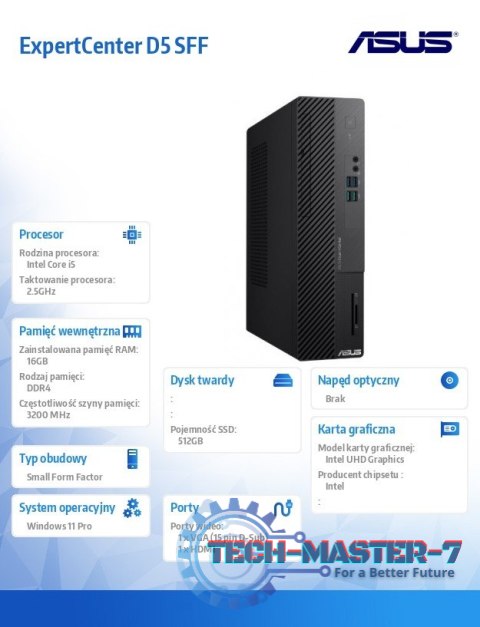 Komputer ExpertCenter D5 SFF D500SE-513500504X i5-13500 16GB/512GB/W11 PRO Komputer ExpertCenter D5 SFF D500SE-513500504X i5-13500 16GB/512GB/W11 PRO