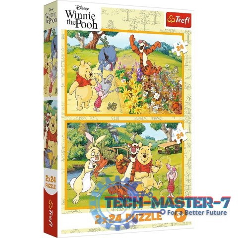 Puzzle 2x24 elementy Kubuś Puchatek Dzień w ogrodzie