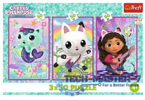 Puzzle 3x50 elementów Gabby i kotki Gabi Puzzle 3x50 elementów Gabby i kotki Gabi