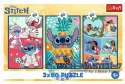 Puzzle 3x80 elementów Stitch świat