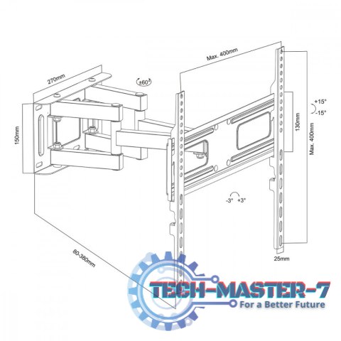 Uchwyt do TV 32-75 cali 50kg, MC-788 max VESA 400x400 Uchwyt do TV 32-75 cali 50kg, MC-788 max VESA 400x400