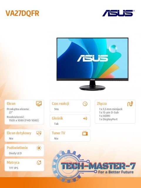 Monitor 27 cali VA27DQFR IPS FHD 100Hz HDMI DP VG Monitor 27 cali VA27DQFR IPS FHD 100Hz HDMI DP VG