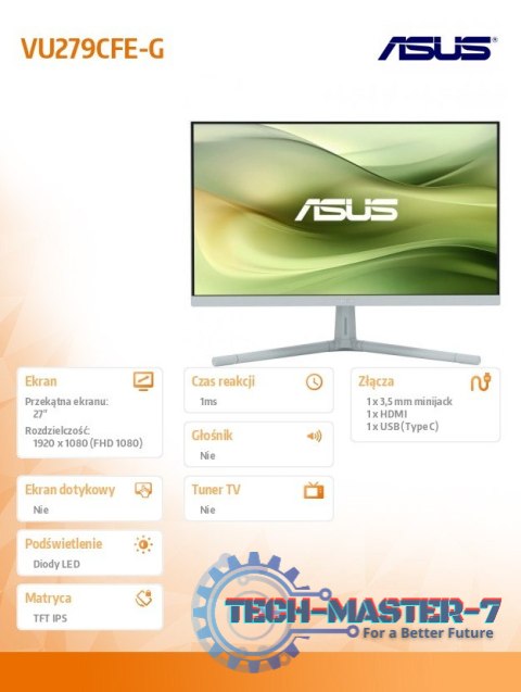 Monitor 27 cali VU279CFE-G VU IPS 100Hz HDMI USB-C 15W Monitor 27 cali VU279CFE-G VU IPS 100Hz HDMI USB-C 15W