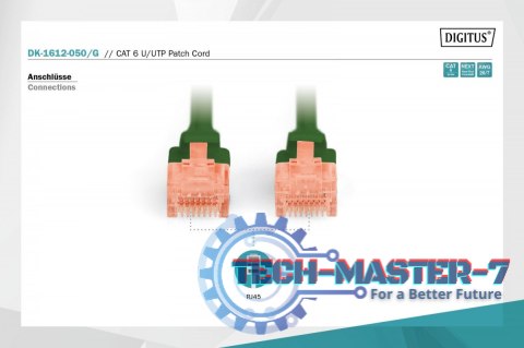 Patch cord U/UTP kat.6 PVC 5m Zielony Patch cord U/UTP kat.6 PVC 5m Zielony
