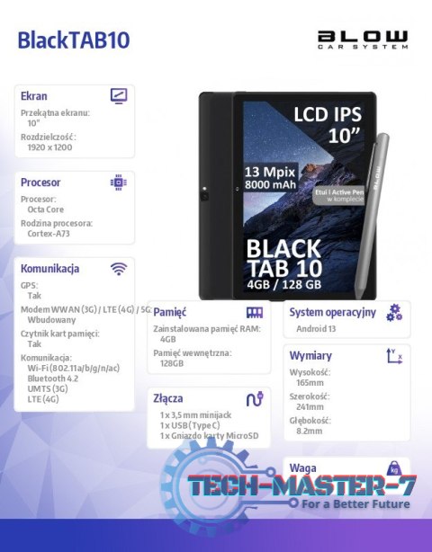 Tablet BlackTAB10 4/128GB 4G LTE 10 cali Czarny Tablet BlackTAB10 4/128GB 4G LTE 10 cali Czarny