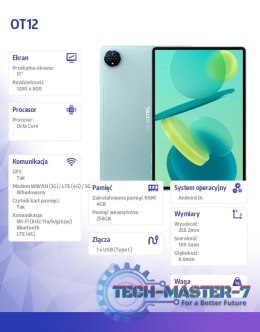 Tablet OT12 4G 11 cali 4/256GB Zielony