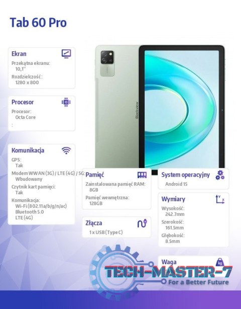 Tablet Tab 60 Pro 4G 11 cali 8/128GB Zielony Tablet Tab 60 Pro 4G 11 cali 8/128GB Zielony