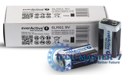 Baterie EVERACTIVE Alkaliczna PP3 (9V, 6LR61, 6F22, 6R61) 650mAh 10 szt. EV6LR61PRO-10PAK