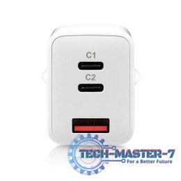 Ładowarka USB/USB-C QC4+ 65W technologia GaN Biała