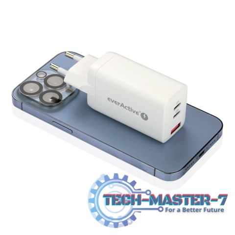 Ładowarka USB/USB-C QC4+ 65W technologia GaN Biała Ładowarka USB/USB-C QC4+ 65W technologia GaN Biała