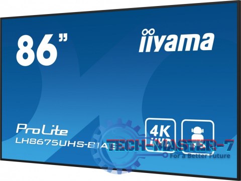 Monitor 85.6 calowy LH8675UHS-B1A, 24/7,IPS,ANDROID.11,4K,500cd/m2,WiFi,3xHDMI,DP,Daisy/Chain,2xUSB,2x10W,RJ45,iiSignage2,FailOv Monitor 85.6 calowy LH8675UHS-B1A, 24/7,IPS,ANDROID.11,4K,500cd/m2,WiFi,3xHDMI,DP,Daisy/Chain,2xUSB,2x10W,RJ45,iiSignage2,FailOv