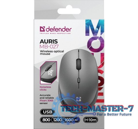 Mysz bezprzewodowa silent click AURIS MB-027 800/1200/1600DPI szara Mysz bezprzewodowa silent click AURIS MB-027 800/1200/1600DPI szara