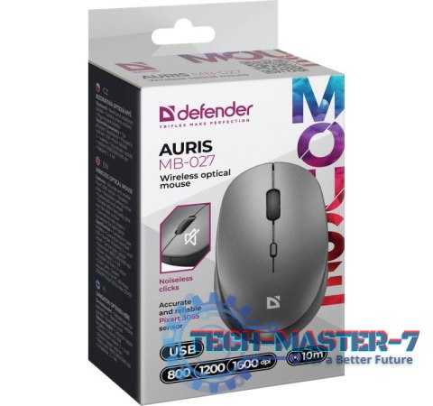 Mysz bezprzewodowa silent click AURIS MB-027 800/1200/1600DPI szara Mysz bezprzewodowa silent click AURIS MB-027 800/1200/1600DPI szara