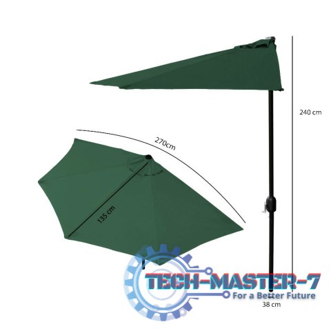 Parasol ogrodowy pół-parasol ścienny na taras 2,7 m zielony MultiGarden MultiGarden Parasol ogrodowy pół-parasol ścienny na taras 2,7 m zielony MultiGarden MultiGarden