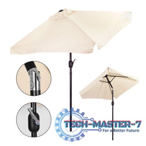 Prostokątny duży parasol ogrodowy skośny łamany z korbą beżowy 200x140 cm MultiGarden MultiGarden