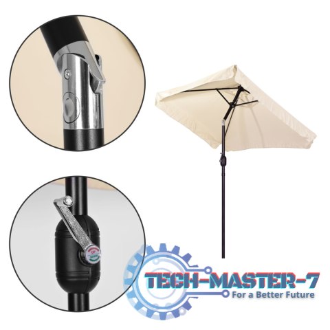 Prostokątny duży parasol ogrodowy skośny łamany z korbą beżowy 200x140 cm MultiGarden MultiGarden Prostokątny duży parasol ogrodowy skośny łamany z korbą beżowy 200x140 cm MultiGarden MultiGarden
