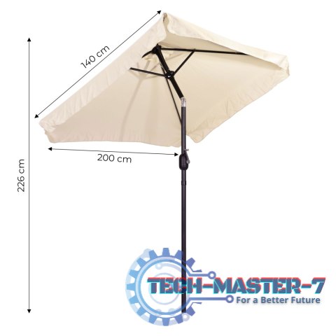 Prostokątny duży parasol ogrodowy skośny łamany z korbą beżowy 200x140 cm MultiGarden MultiGarden Prostokątny duży parasol ogrodowy skośny łamany z korbą beżowy 200x140 cm MultiGarden MultiGarden