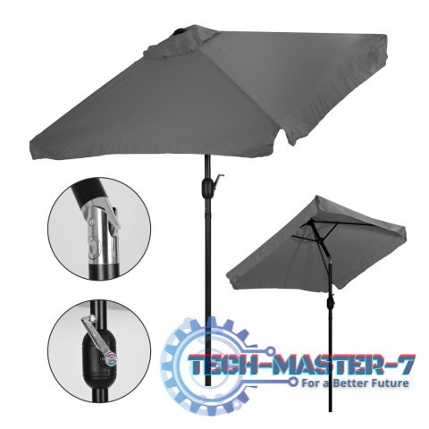 Prostokątny duży parasol ogrodowy skośny łamany z korbą szary 200x140 cm MultiGarden MultiGarden