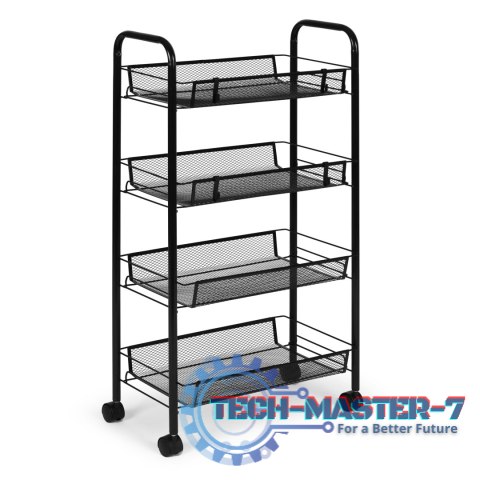 Metalowy regał mobliny łazienkowy z 4 półkami kółka czarny ModernHome ModernHome Metalowy regał mobliny łazienkowy z 4 półkami kółka czarny ModernHome ModernHome