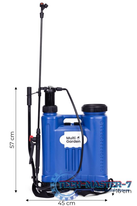 Opryskiwacz ciśnieniowy plecakowy 16L ogrodowy ręczny 2-4 bar długa lanca 4 dysze szelki MultiGarden MultiGarden Opryskiwacz ciśnieniowy plecakowy 16L ogrodowy ręczny 2-4 bar długa lanca 4 dysze szelki MultiGarden MultiGarden