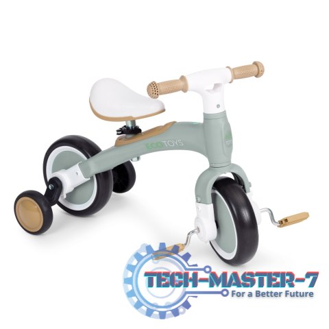 Rower rowerek biegowy z pedałami - treningowy kółka boczne 3W1 zielony ECOTOYS ECOTOYS Rower rowerek biegowy z pedałami - treningowy kółka boczne 3W1 zielony ECOTOYS ECOTOYS