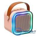 Zestaw do karaoke 2 mikrofony + głośnik przenośny BLUETOOTH USB LED różowy
