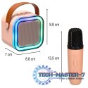 Zestaw do karaoke 2 mikrofony + głośnik przenośny BLUETOOTH USB LED różowy