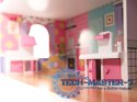 Domek dla lalek drewniany MDF mebelki 70cm różowy LED