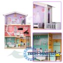 Domek dla lalek drewniany mebelki pastelowy 117cm