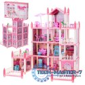 Domek dla lalek willa różowa DIY 4 poziomy mebelki 61cm
