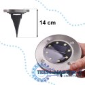 Lampy ogrodowe solarne najazdowe gruntowe czujnik zmierzchu wbijane świecący dysk 8LED 12szt. zimny biały