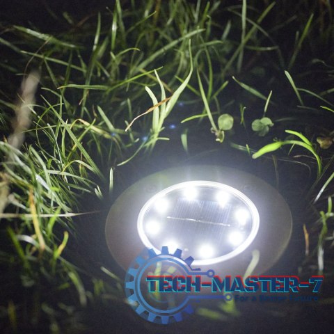 Lampy ogrodowe solarne najazdowe gruntowe czujnik zmierzchu wbijane świecący dysk 8LED 12szt. zimny biały Lampy ogrodowe solarne najazdowe gruntowe czujnik zmierzchu wbijane świecący dysk 8LED 12szt. zimny biały