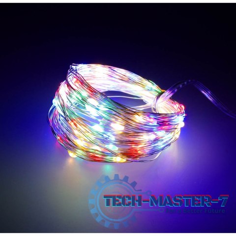 Lampki LED druciki dekoracyjne świąteczne choinkowe 10m 100LED multikolor Lampki LED druciki dekoracyjne świąteczne choinkowe 10m 100LED multikolor