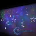 Lampki LED kurtyna księżyc gwiazdy świąteczne choinkowe 2,5m 138LED multikolor