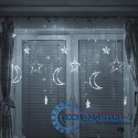 Lampki LED kurtyna księżyc gwiazdy świąteczne choinkowe 2,5m 138LED zimny biały