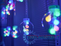 Lampki LED kurtyna kule wiszące świąteczne choinkowe 3m 108LED multikolor ze złączem 8 trybów świecenia