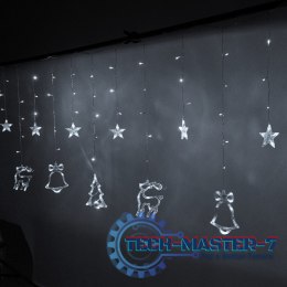 Lampki LED kurtyna renifer 2,5m 138LED świąteczne choinkowe zimny biały ze złączem