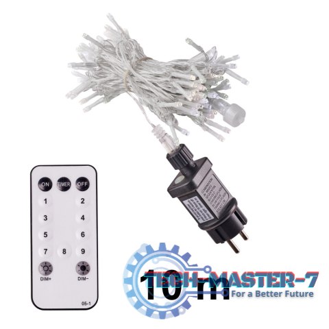 Lampki LED łańcuch lampki choinkowe świąteczne 10m 100LED pilot zasilacz Lampki LED łańcuch lampki choinkowe świąteczne 10m 100LED pilot zasilacz