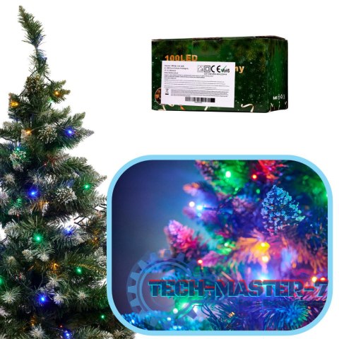 Lampki LED łańcuch świetlny świąteczne choinkowe 10m 100LED multikolor 8 trybów świecenia Lampki LED łańcuch świetlny świąteczne choinkowe 10m 100LED multikolor 8 trybów świecenia