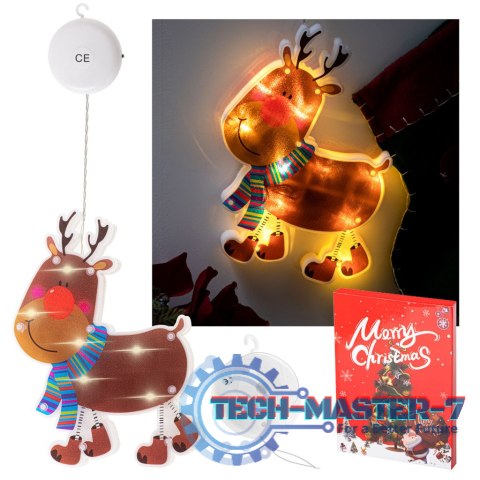 Lampki LED wisząca ozdoba dekoracja okna świąteczna przyssawka renifer Lampki LED wisząca ozdoba dekoracja okna świąteczna przyssawka renifer