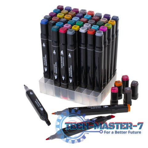 Markery dwustronne mazaki alkoholowe w etui 48 + podstawka Markery dwustronne mazaki alkoholowe w etui 48 + podstawka